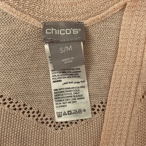 Chico's Poncho Womens S/M Small/Medium Peach Knit Lightweight Wrap Shawl Top - Picture 3 of 9